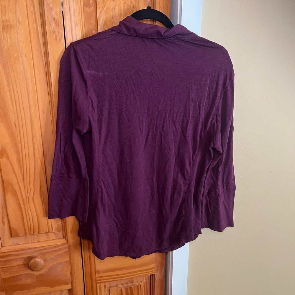 James Perse Three Quarter Sleeve Purple Button-Up Top - Picture 10 of 12